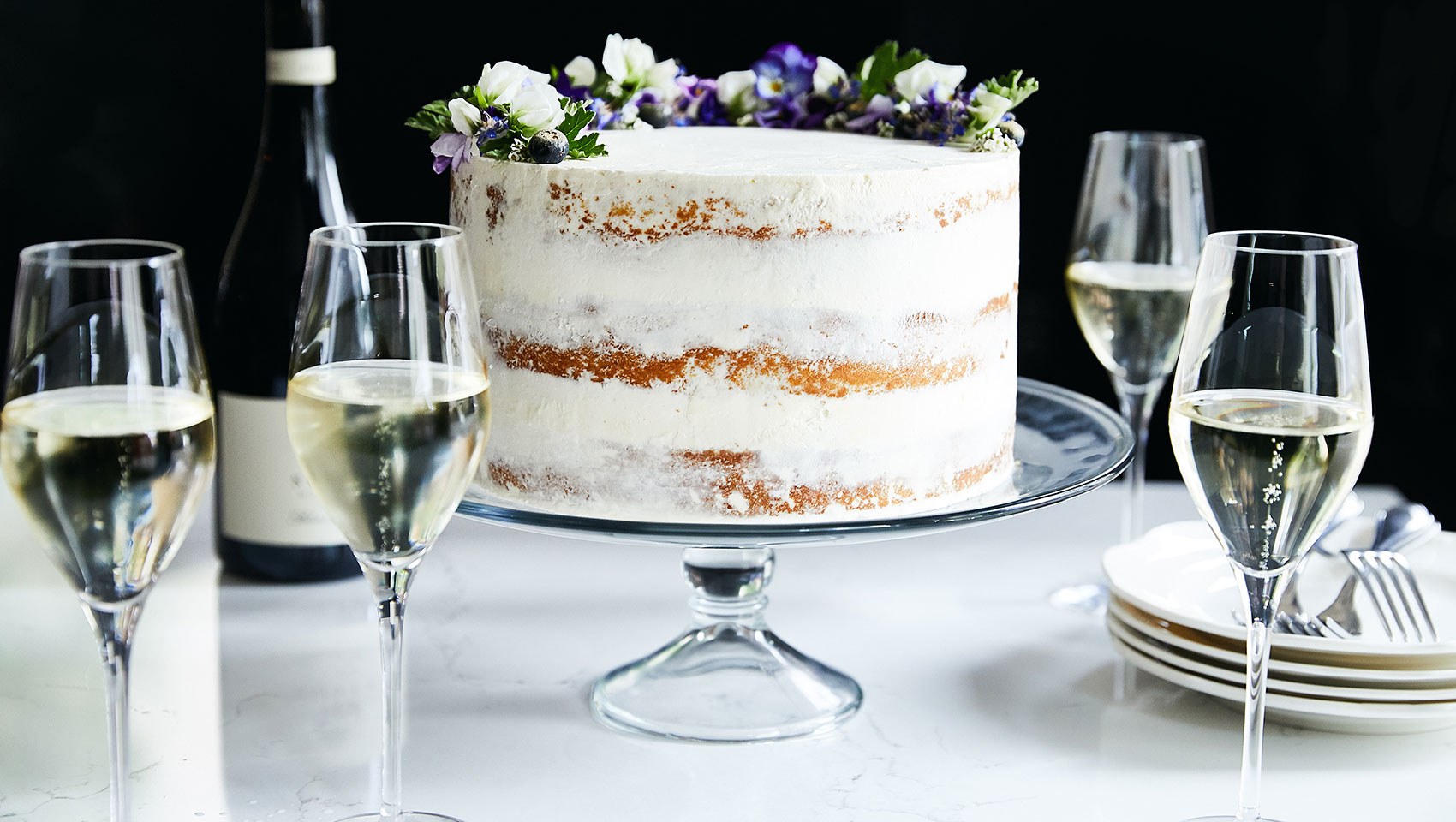 Wedding Cake + Champagne