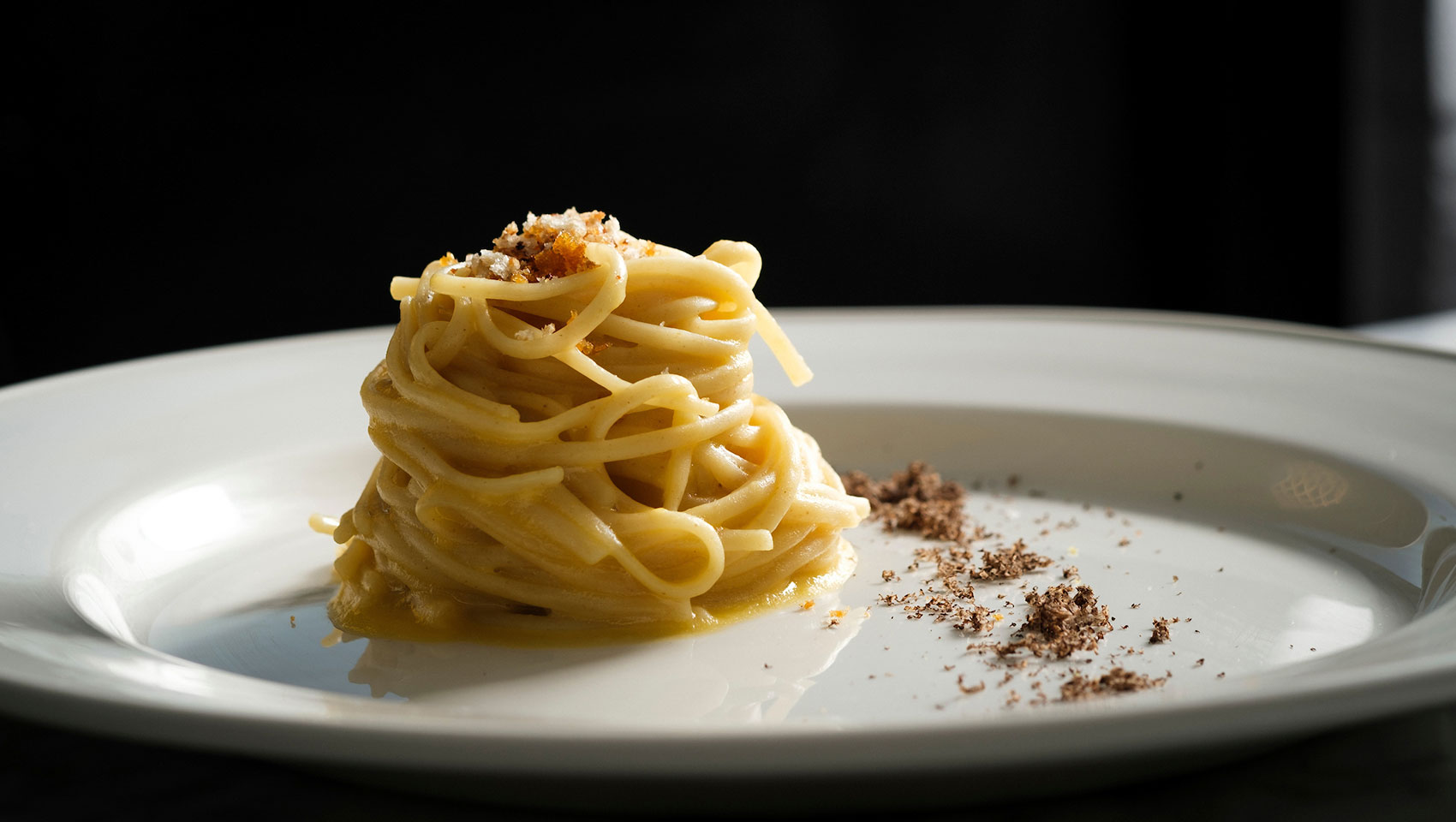 plated pasta entree at King Brasserie and Bar