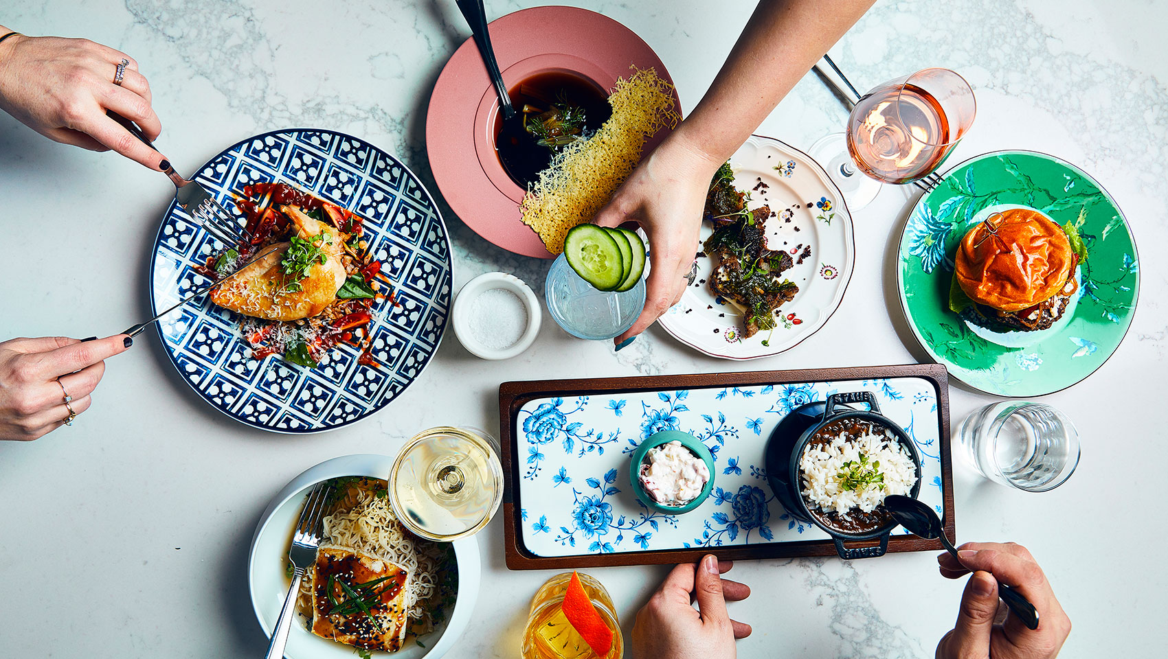 Birds Eye View of food on table