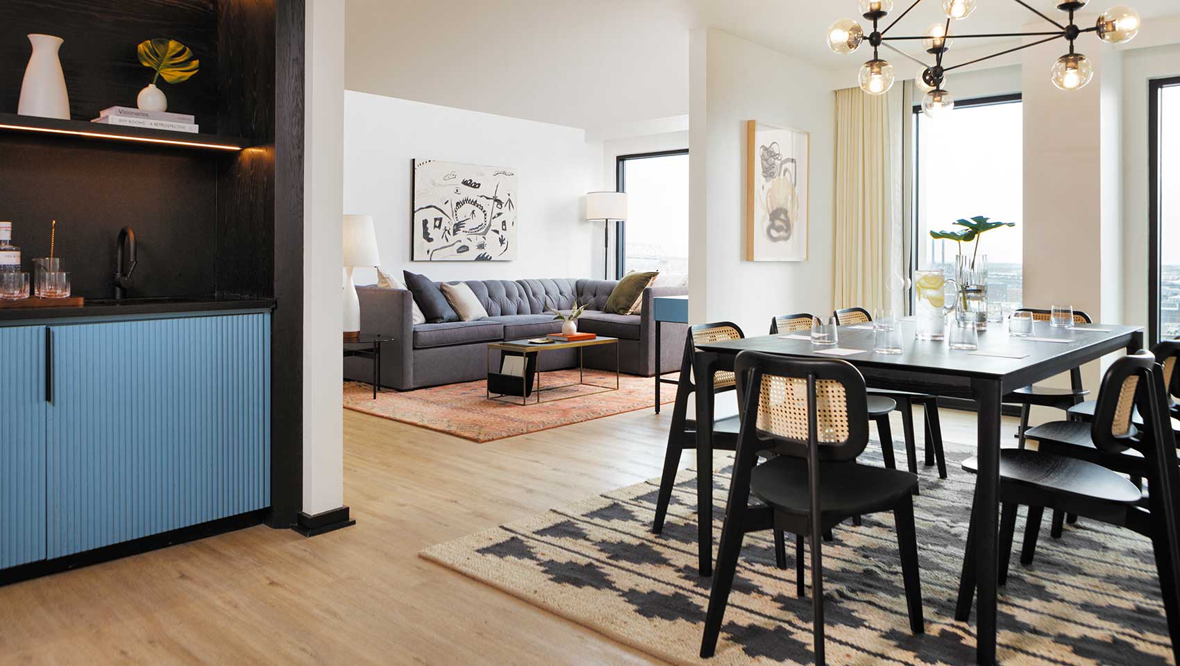large dining table in suite