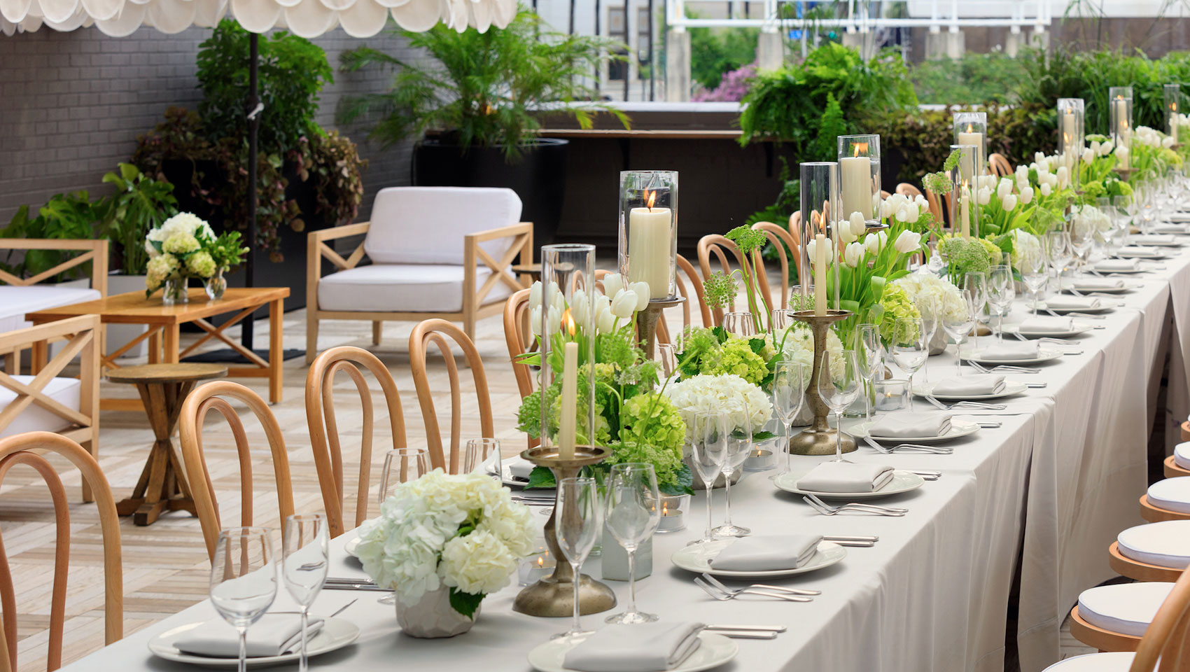 outdoor terrace wedding set up