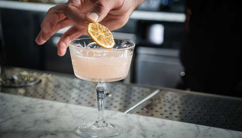 Pink zero proof cocktail at King Brasserie